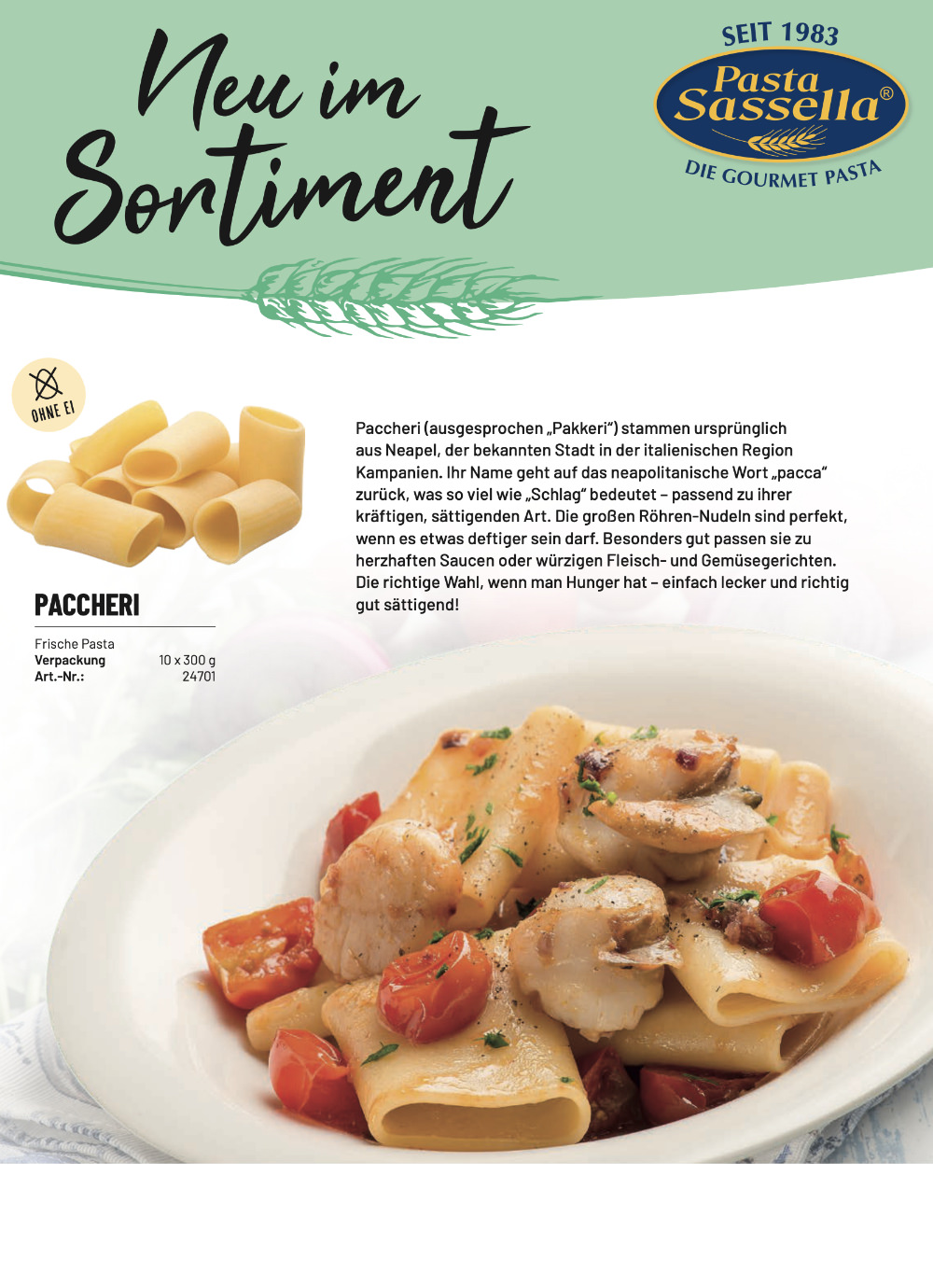 Pasta Sassella, Saucen